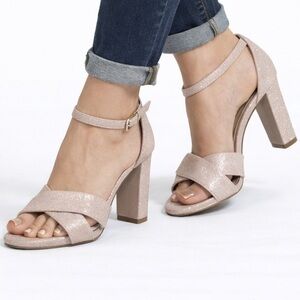 Rialto Metallic Block Heel Sandals Size 10M